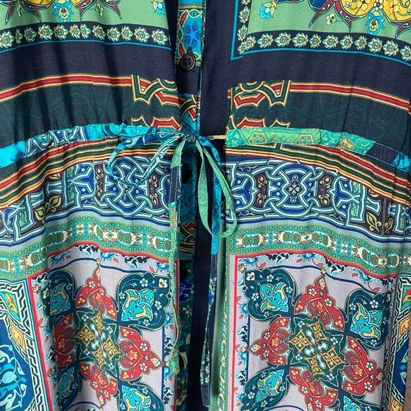 Hemant & Nandita 100% Silk Sequin Embellishments Boho Maxi Dress - Picture 3 of 14